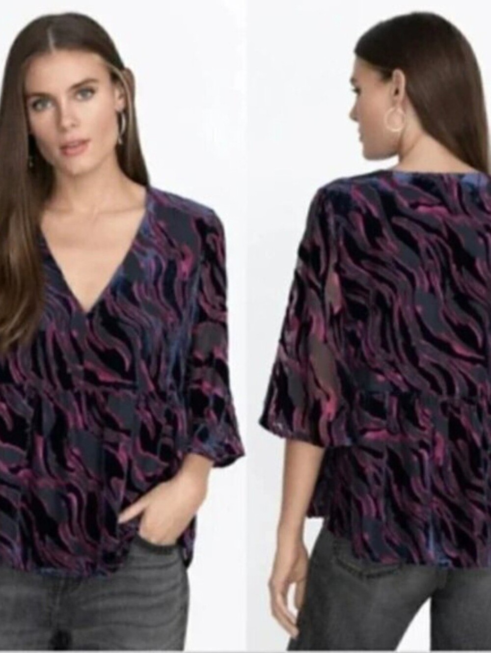 Johnny Was  NWT Selene Tiered Top in "Streaks of Virana" Pattern XS  $350
